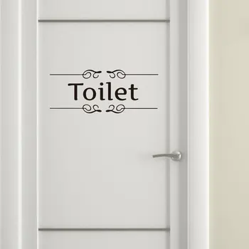 WC Tuvalet Giriş İşareti Kapı Çıkartmalar şemsiye kurutucu Banyo Tuvalet Kapı Sticker Toilettes Çıkartmaları Dıy Komik Vinil Ev Dekor