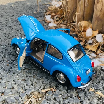 WELLY 1: 24 Volkswagen VW Beetle Alaşım Araba Diecasts ve Oyuncak Araçlar Araba Modeli Minyatür Ölçekli Model Araba Oyuncak Çocuklar İçin
