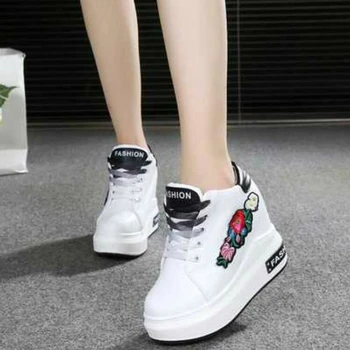 WGZNYN Bayanlar sneakers düz ayakkabı Kadın Yüksekliği Artan Sneakers Kadın Bahar Hakiki Deri Bayan Platformu yüksek ayakkabı W408
