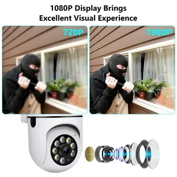 WiFi IP Kamera 4X Zoom Açık Gözetim Kamera Renkli Gece Görüş Aı İnsan Algılama Güvenlik CCTV Mini Gözetim Kamera
