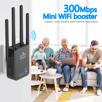 WiFi kablosuz tekrarlayıcı WiFi genişletici 300 Mbps amplifikatör WİFİ sinyal artırıcı ağ amplifikatör AP fonksiyonu tekrarlayıcı 4 Anten