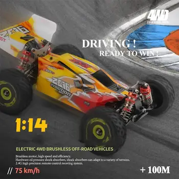 WLtoys 144010 75 KM / saat 2.4 G RC Araba Fırçasız 4WD Elektrikli Yüksek Hızlı Off-Road Uzaktan Kumanda Sürüklenme Oyuncaklar Çocuklar için Yarış