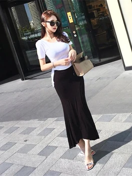 WOMENGAGA 2021 Kore Yaz Yeni İnce Moda Uzunluğu Etek Fırfır Kalça Etek Düzensiz Etekler kadın Harajuku Giyim Boho NYT5