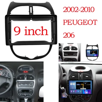 WQLSK 9 İnç 2 Din Araba Pano Çerçeve ARABA 206 karşıdan yükle 2 Peugeot din için Çerçeve Radyo Paneli gezintiyi Panel Android DVD