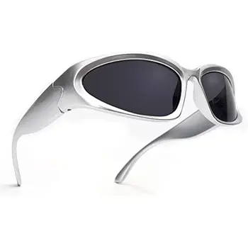 Wrap Etrafında moda güneş gözlükleri Erkekler Kadınlar için Trendy Swift Oval Koyu Fütüristik Güneş Gözlüğü Shades Gözlük Gözlük Hombre UV400