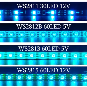 WS2812 WS2815 WS2813 WS2811 Piksel RGB LED Şerit WS2812B Ayrı Ayrı Adreslenebilir 30/60/144 LEDs / M bant ışık DC5V DC12V