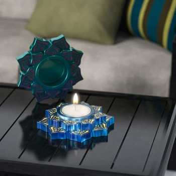 X7YA Reçine Mumluk silikon kalıplar Kristal Şekli Mumluk Kalıp Çiçek Lotus Tealight Reçine Kalıp Ev Dekor
