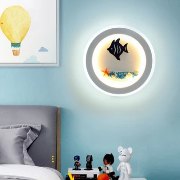 XIUAN 27 W akdeniz süslemeleri çocuk yatak odası duvar lambası 3 ışıkları karartma kreş odası oturma odası LED yuvarlak duvar ışık