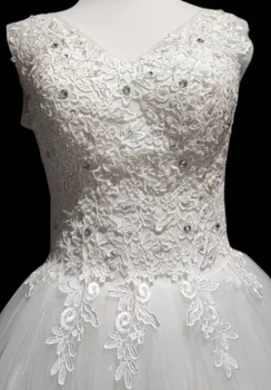 Y & M Novıas Beyaz Fildişi Tatlı Özel Artı Boyutu düğün elbisesi Kolsuz Dantel Aplikler Payetli Nakış gelin kıyafeti Vestido De