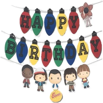 Yabancı Şeyler Parti Dekorasyon Temalı Mutlu Yıllar Banner Pasta Kaban Onbir Şeyler Doğum Günü Partisi Dekor Malzemeleri Balonlar