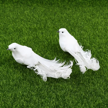 Yapay Beyaz Güvercin Plastik Tüy Aşk Barış Güvercinler Kuş Simülasyon Figürleri Ev Masa Bahçe Asılı Dekorasyon Hediye 1 adet