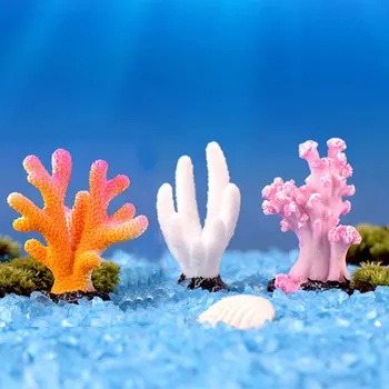 Yapay Mercan Resif Renkli Reçine 1 ADET Renkli Küçük Süsler Mini DIY Sevimli Balık Tankı Mercan Taş Peyzaj Akvaryum