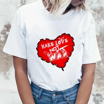 Yapmak aşk değil savaş t-shirt İnce kesit tshirt kadın 2019 Yeni yaz moda hipster Kadın T shirt Harajuku Tees Tops giyim