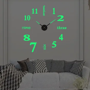 Yaratıcı aydınlık sessiz duvar saati DIY oturma odası Üç boyutlu Dekoratif saat dijital saat Akrilik duvara monte saat