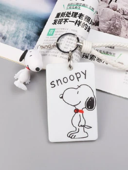 Yaratıcı Sevimli Snoopy Otobüs Kartı Durumda Anahtarlık Öğrenci Metro Okul Kartı Yemek Kartı Erişim Kontrolü Koruyucu Kapak sert çanta