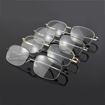 Yarım Çerçevesiz Büyük Çerçeve Erkek Gözlük Çerçeve Bellek Metal Optik Gözlük 8144