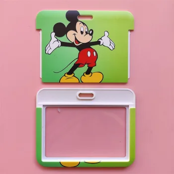 Yatay Disney Mickey Minnie Çocuklar isim kartı Kapakları kimlik kartı tutucu Öğrenciler Otobüs Kartı Durumda Kordon Ziyaret Kapı Kimlik Rozeti