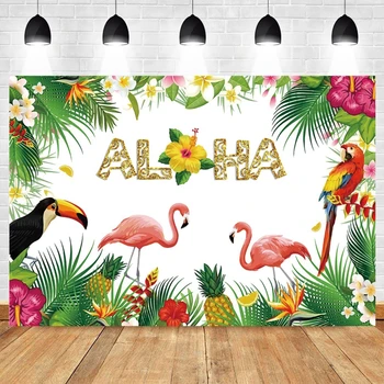 Yaz Aloha Pembe Flamingo Arka Planında Fotoğraf Hawaii Tropikal Sahil Bebek Duş Doğum Günü Arka Plan Fotoğraf Stüdyosu Sahne