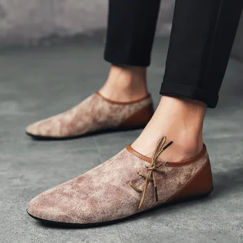 Yaz erkek ayakkabısı Rahat Nefes Yumuşak Erkek Loafer'lar Hafif deri ayakkabı Flats Moda Slip-On sürüş ayakkabısı Zapatillas Hombre