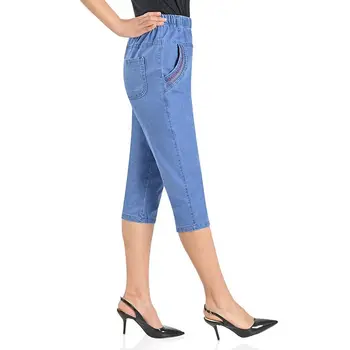 Yaz kadın Anne Kot Kot Pantolon Bayan Kot Baggy Yüksek Bel Rahat Nakış Vintage Düz Kot Pantolon