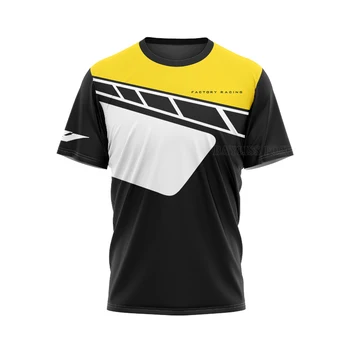 Yaz Motosiklet Yamaha T Shirt YZR M1 GP Fabrika Yarış Takımı Giyim Sürme Erkek Sarı Siyah Tee