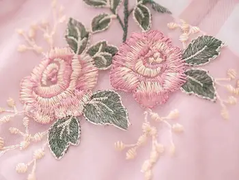 Yaz / Sonbahar Kız Tam Kollu Elbise Toddler Nakış Çiçek Dantel Prenses Elbise 3-8 Yıl Çocuk Doğum Günü Düğün Parti Kostüm