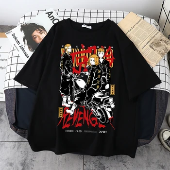 Yaz Tshirt Anime Tokyo Revengers T Shirt Kadın Kawaii Harajuku Manga Grafik Tees Sevimli Y2K Grafik Büyük Boy T-shirt Unisex