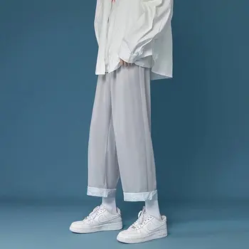 Yazlık pantolonlar Erkekler Tasarım Rahat Yakışıklı Casual Baggy Gençler Öğrenciler Japon Harajuku Moda Pantolon Popüler Streetwear