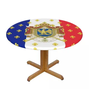Yağa dayanıklı Kraliyet Napolyon Fransa Bayrağı Masa Örtüsü Donatılmış Fransız İmparatorluğu Arması Masa Örtüsü Destekli Kenar Masa Örtüsü Piknik için