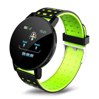 Yeni 119S akıllı saat Erkekler Kadınlar Kan Basıncı Su Geçirmez Spor Yuvarlak Smartwatch Akıllı Saat Spor İzci akıllı saat Moda