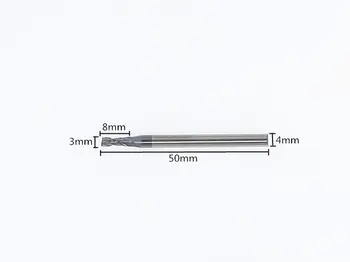 Yeni 2 Flüt Kafa:3mm Tungsten çelik kesici CNC freze karbür ucu frezeleri En Yüksek kesme sertliği: 55HRC 2F 3*4*8*50mm