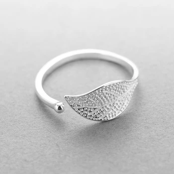 Yeni 925 Ayar Gümüş basit yaprak / iç içe yüzük kadın küçük taze yaprak yüzük ayarlanabilir işaret parmağı moda gümüş 925 takı
