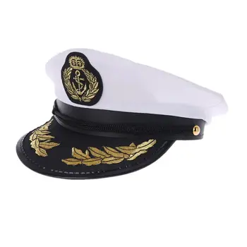 Yeni Beyaz Yetişkin Yat Tekne Kaptan Donanma Kostüm Partisi Cosplay Elbise Denizci Şapka