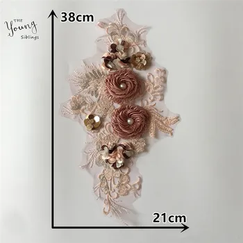 Yeni gelmesi 3D Çiçek Dantel Nakış Yaka DIY Dikiş Elbise Yaka Aplike Dekoratif Giyim Zanaat Malzemeleri Aksesuarları