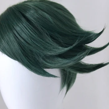 Yeni jojo'nun Tuhaf Macera Rohan Kishibe Cosplay Peruk Kısa Koyu Yeşil İsıya Dayanıklı Sentetik Saç Peruk + Peruk Kap