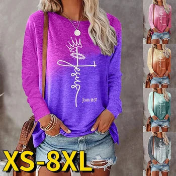 Yeni Kademeli Değişim Uzun Kollu Sonbahar Kış Yeni Tasarım baskılı tişört Yuvarlak Boyun Gevşek Boyutu Ceket Basit Rüzgar Kazak XS-8XL