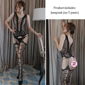 Yeni Kadın Erotik İç Çamaşırı İçi Boş Açık Kasık Tek Parça Çorap Fishnet Tayt Şeffaf Külotlu Çorap Erotik Pijama