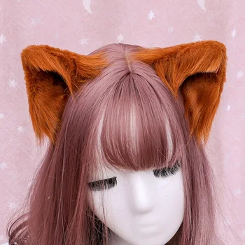 Yeni Lolita Anime Dekor Sevimli Firkete Kawaii Peluş Boynuzları Cosplay Tilki Kulak Headdress Kedi Kulaklar Gerçekçi Cadılar Bayramı Çizgi Film saç tokası
