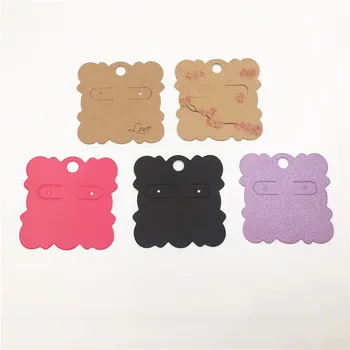 Yeni Moda 100 adet / grup 5 * 5cm Küçük Kağıt Kartları Takı Küpe Kart Etiketleri Sevimli Kulak Çıtçıt Küpe Ekran Ambalaj Kartları