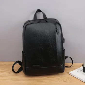 Yeni Moda erkek PU Deri Sırt Çantası Genç Siyah okul çantası Erkek Kolej okul çantası Laptop Sırt Çantası Okul Rüzgar Boş Çanta