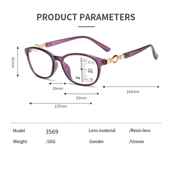 Yeni Moda İlerici Multifokal okuma gözlüğü Kadın Anti mavi ışık Gözlük Reçete Gözlük Diyoptri + 1.0 ila + 4.0