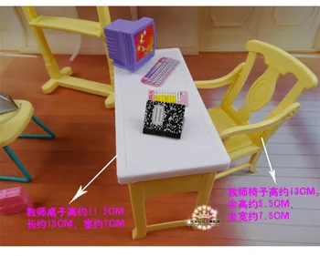 Yeni moda Sınıf sandalyeler + yazı tahtası Hediye Seti bebek aksesuarları bebek evi mobilya seti barbie bebek bebek kız DIY oyuncaklar