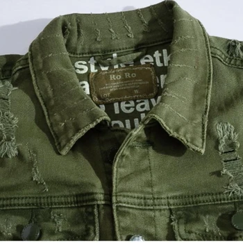 Yeni Ordu Yeşil kot Yelek Rahat Tek Göğüslü Yelek Gençlik Yakışıklı Denim Ceket Jean Yelekler Erkek Giyim M-5XL