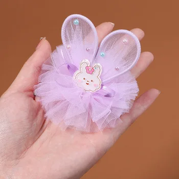 Yeni Sevimli Organze Tavşan Kulaklar Saç Klipleri Çocuklar Kızlar İçin Tatlı Prenses yapay elmas Taç Tokalar moda saç aksesuarları Hediyeler