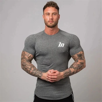 Yeni Sıkıştırma T-shirt Superelastic Sıska Gömlek Erkekler Spor Salonları Fitness Egzersiz Hızlı kuru Tee Üstleri Erkek Yaz Jogger Sportif Giyim