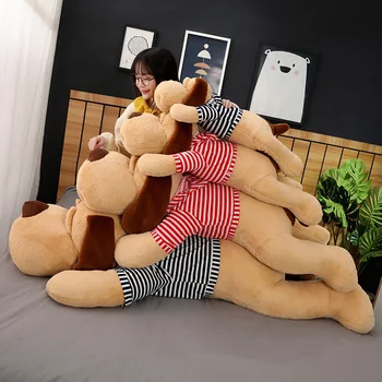 Yeni Varış Dolması Yavru Köpek Dev Boy peluş oyuncak Büyük Uyku Köpek Güzel Yumuşak Hayvan Oyuncak Yastık Bebek Erkek Kız doğum günü hediyesi