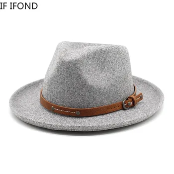 Yeni Vintage Yün Yumuşak Yün fötr şapka Şapka Erkekler Kadınlar İçin Sonbahar Kış Kavisli Ağız Fötr Caz Şapka Beyefendi Parti Elbise Kap