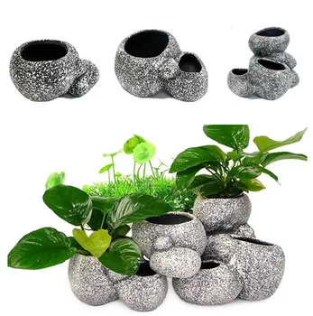 Yeni Yaratıcı Akvaryum Dekorasyon Bitki bonsai taşı Pot Balık Tankı Taş Dekorasyon Mağara Balık Damızlık Bonsai Barınak Filtresi