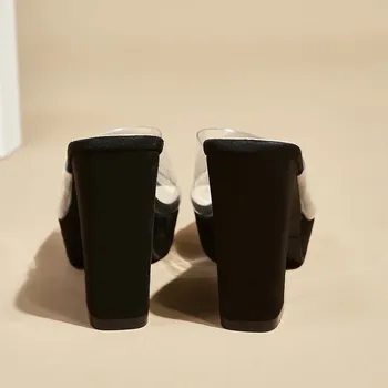 Yeni Yüksek Topuklu Kadın Pvc Şeffaf Sandalet Seksi Platformu Yaz Burnu açık Pompaları Ytmtloy Kapalı ev terlikleri Zapato Mujer