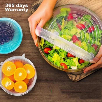 Yeniden kullanılabilir 6 Parça Set Gerilebilir Silikon Gıda Taze Tutma Kapağı Sebze Ve Meyve Sızdırmazlık Aracı Mutfak Buzdolabı Araçları